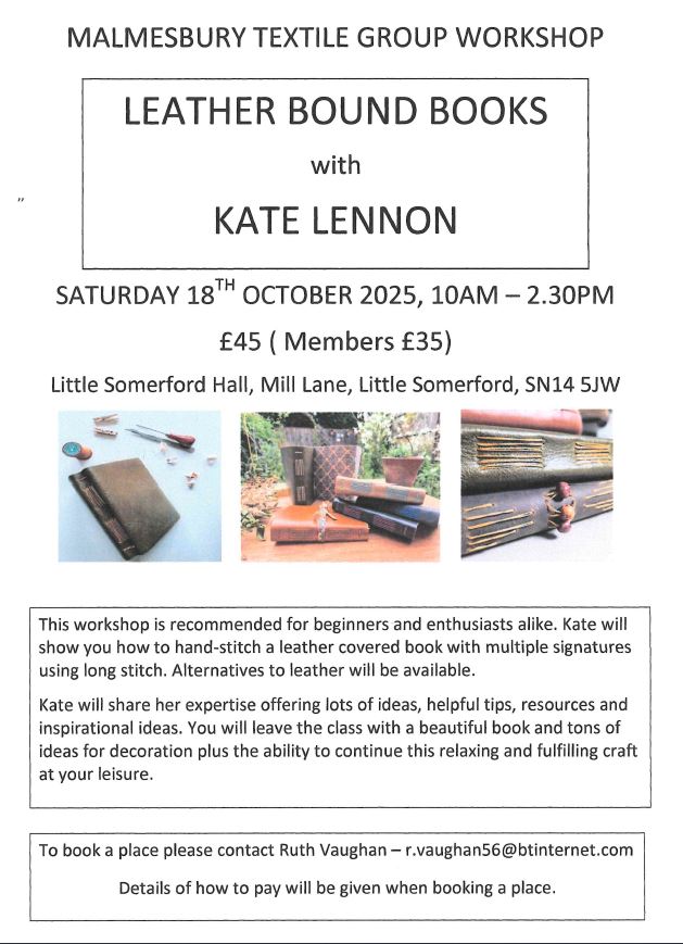 Malmesbury Textile Group Workshop - Leather Bound Books with Kate Lennon